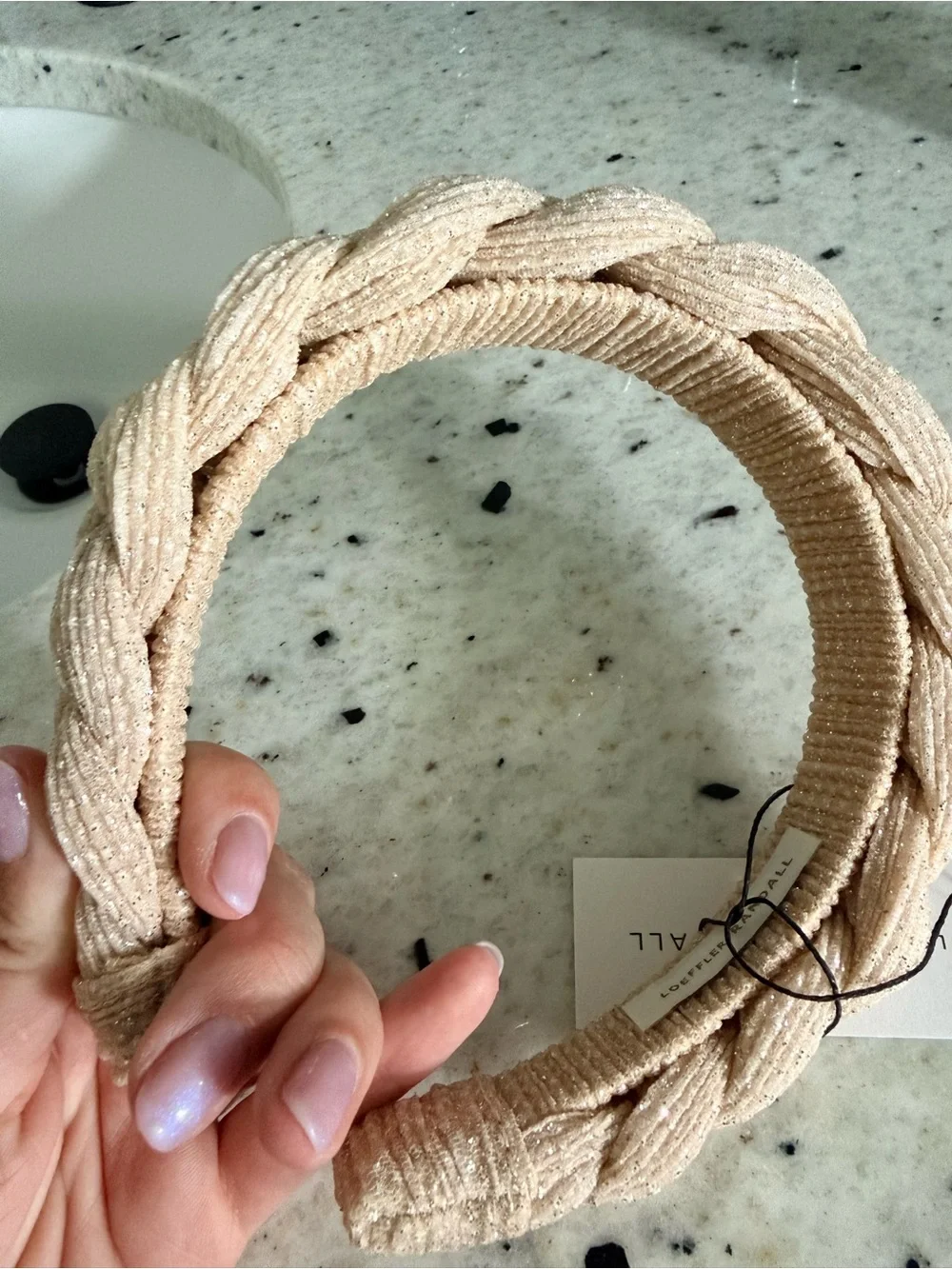 Loeffler Randall Lilac Braided Headband in Cream